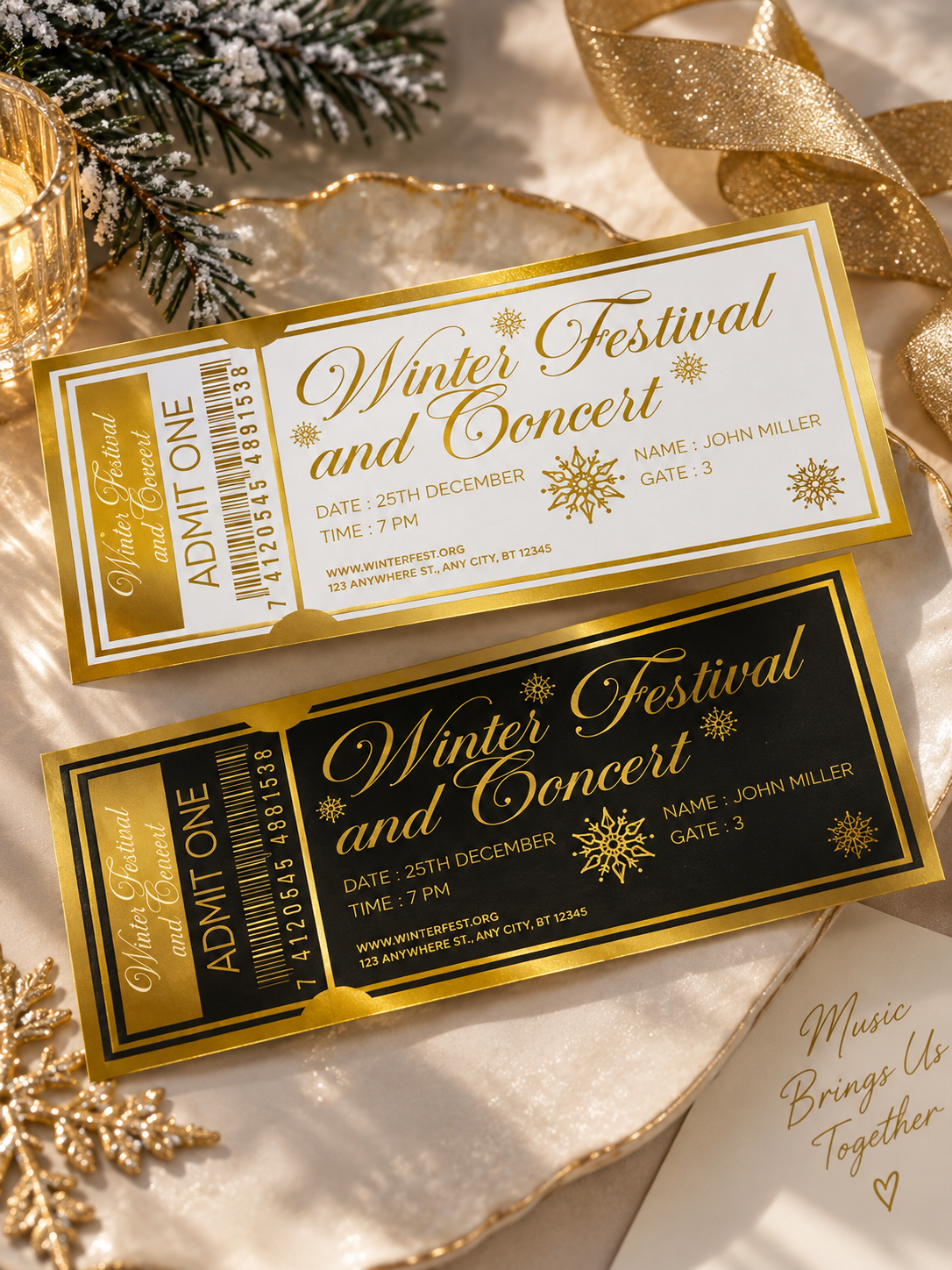 Custom Gold Foil Event Tickets