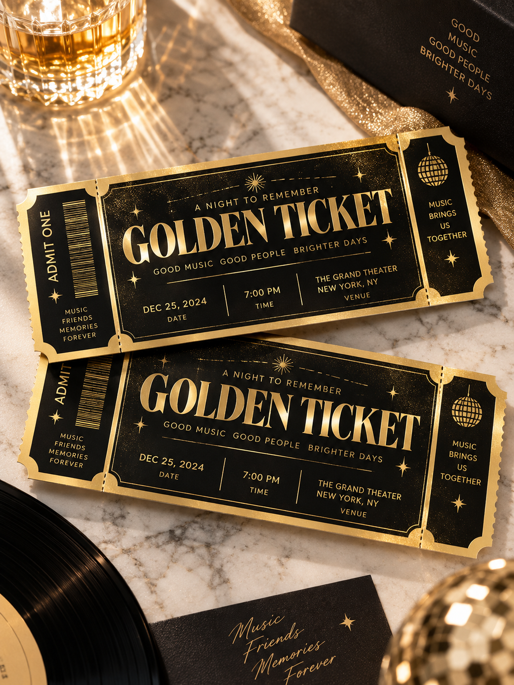 Custom Gold Foil Event Tickets