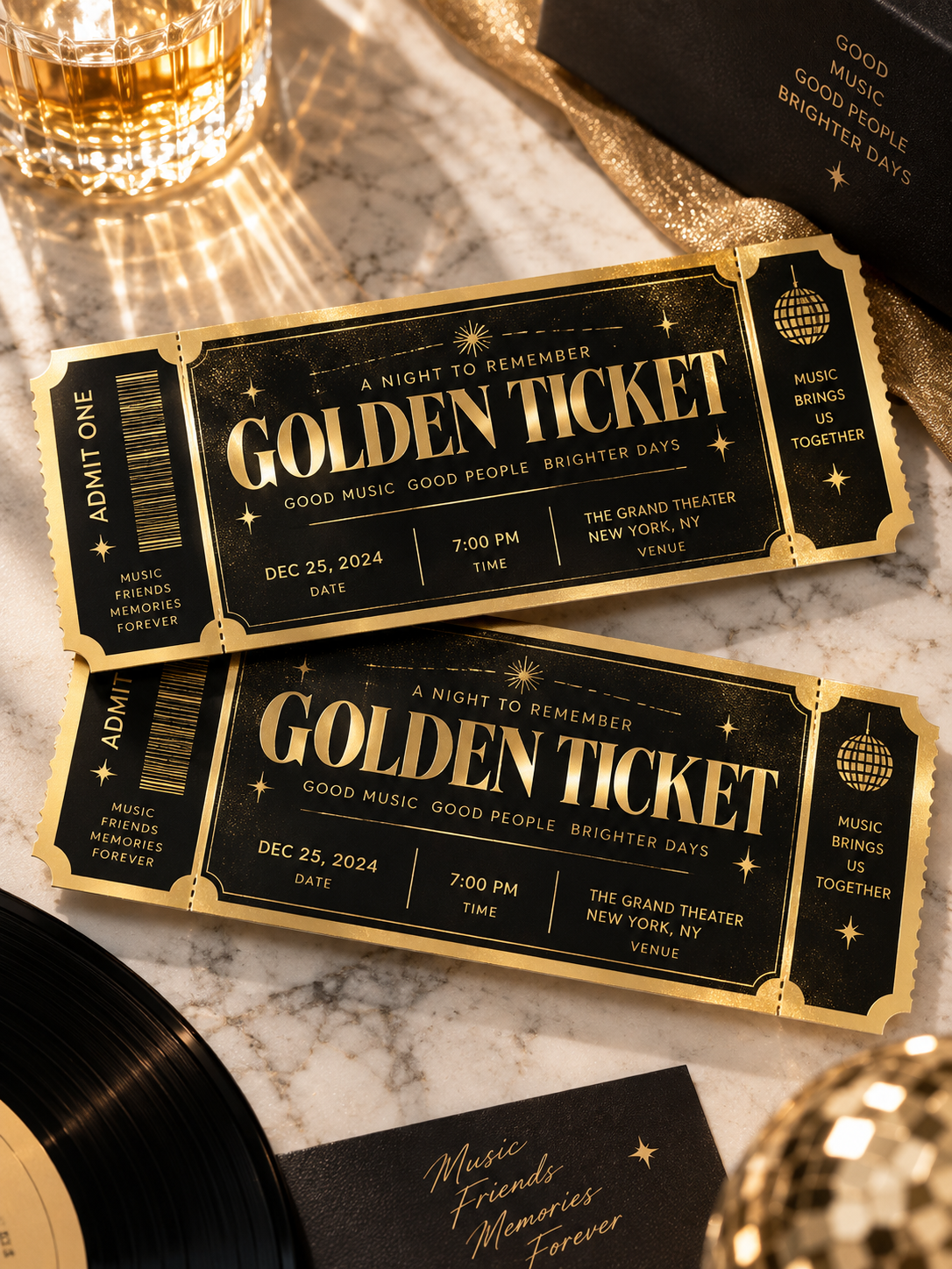 Custom Gold Foil Event Tickets