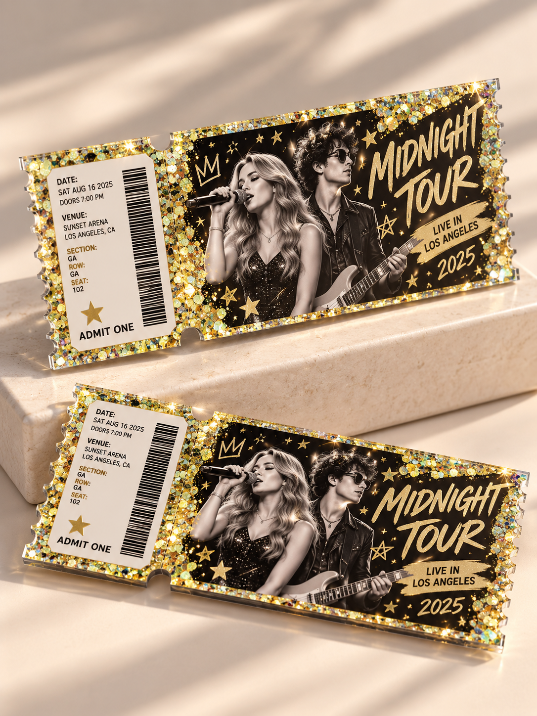 Custom Acrylic Glitter Quicksand Tickets