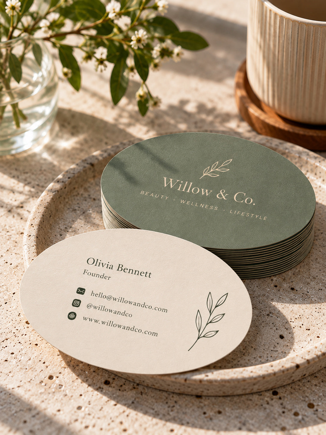 Custom Oval Shaped Business Cards