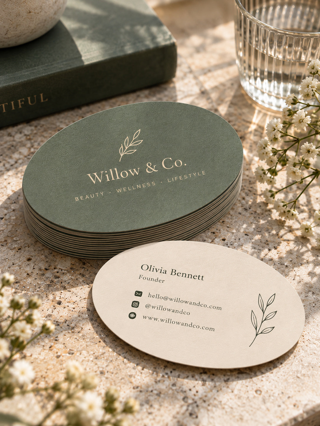 Custom Oval Shaped Business Cards