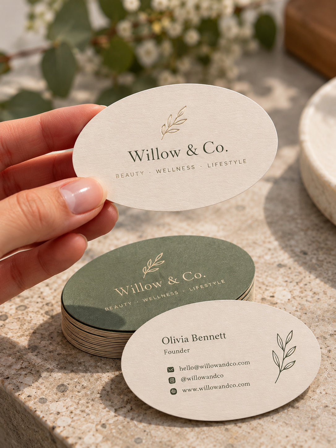 Custom Oval Shaped Business Cards