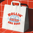 Custom Kraft Takeout Bags with Flat Handles