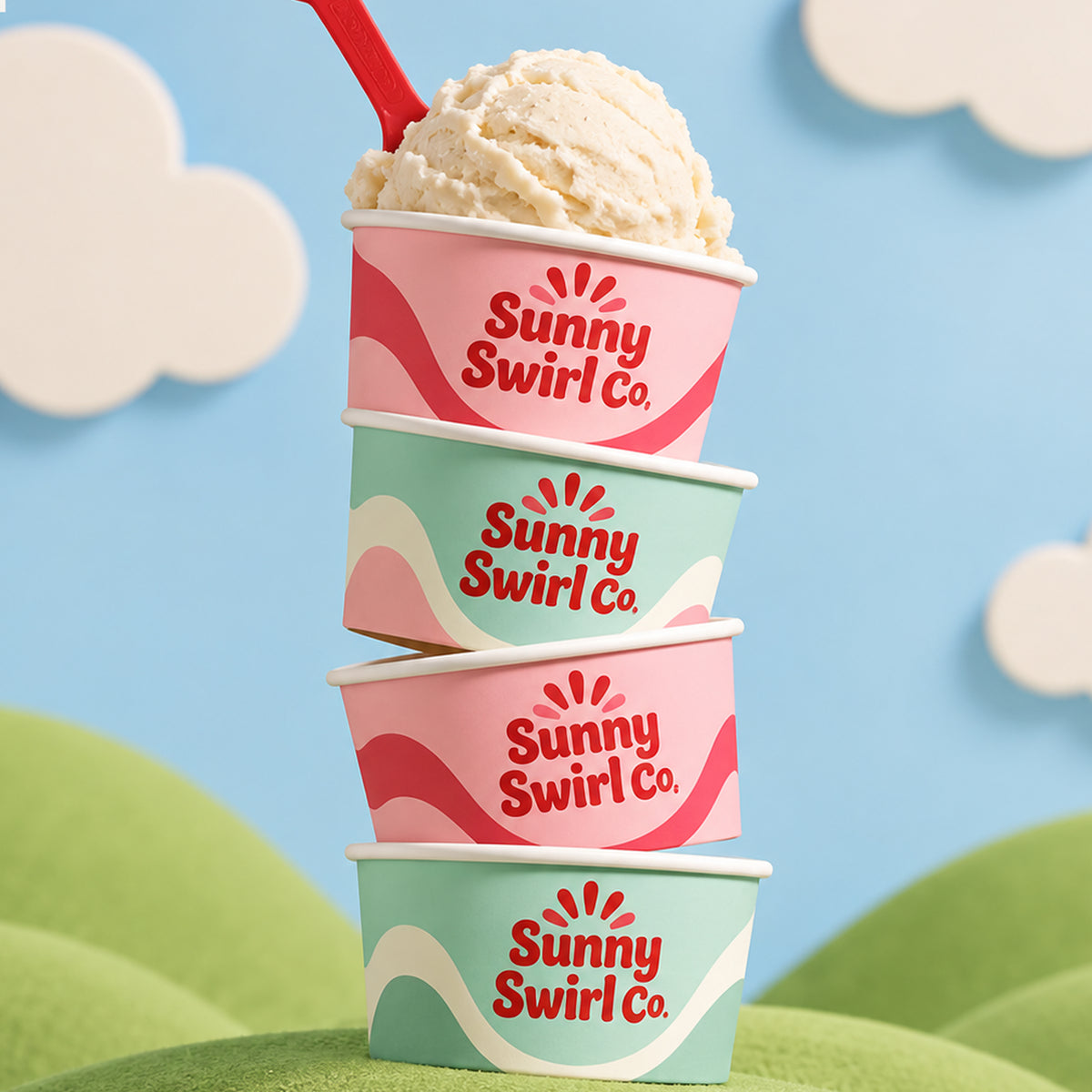 Custom Ice Cream Paper Cups with Paper Lids