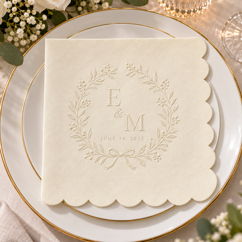 Custom Scallop Beverage Napkins