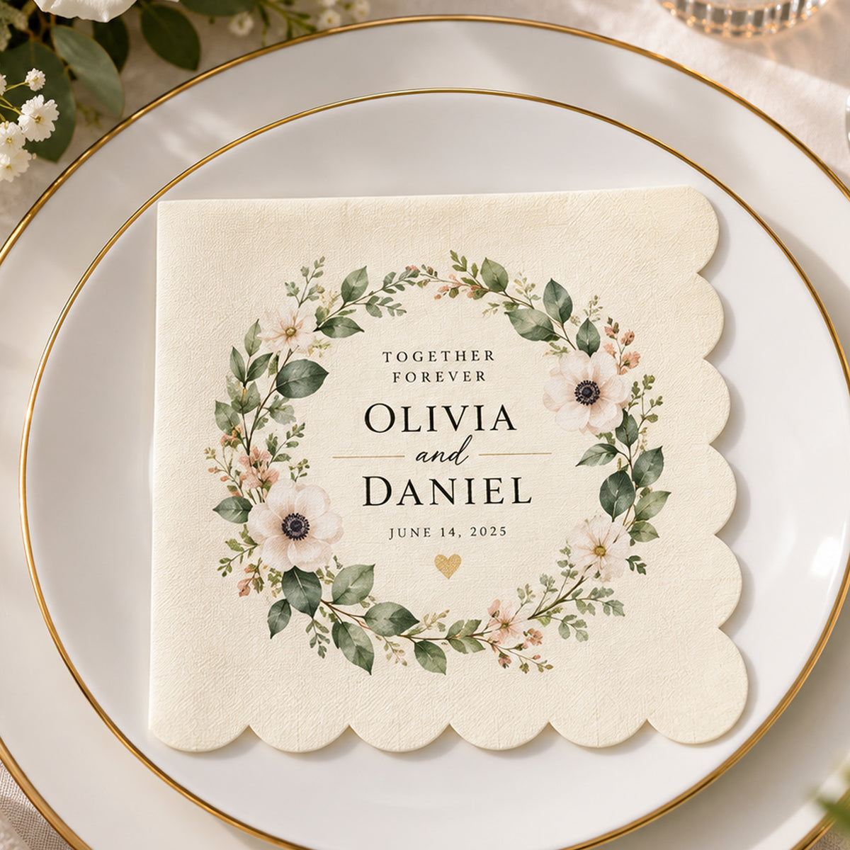 Custom Scallop Beverage Napkins