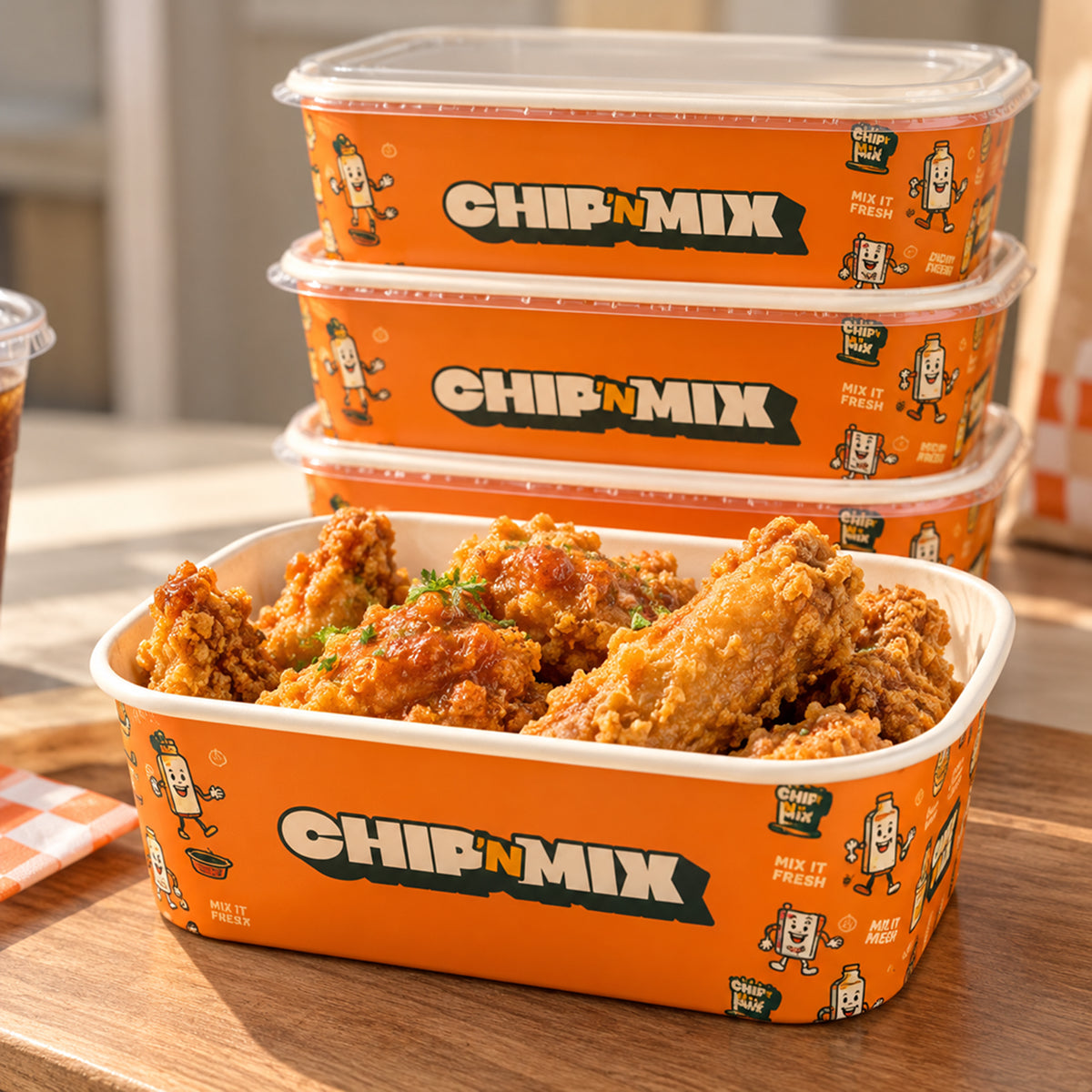 Custom Printed Square Food Bowls with Lids