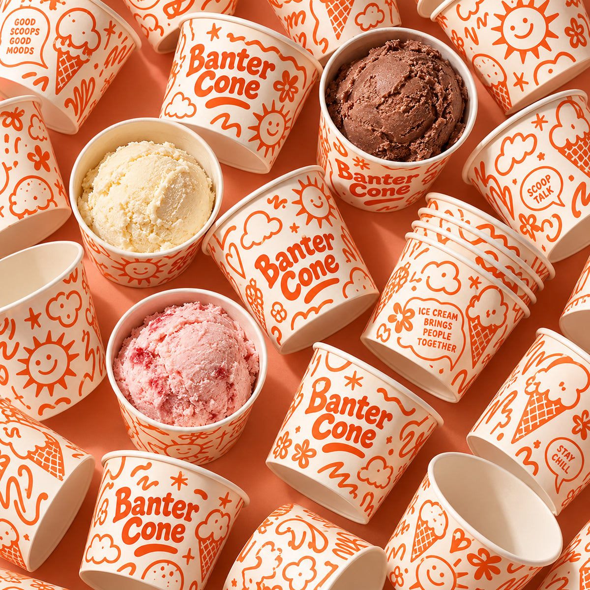 Custom Ice Cream Paper Cups with Paper Lids
