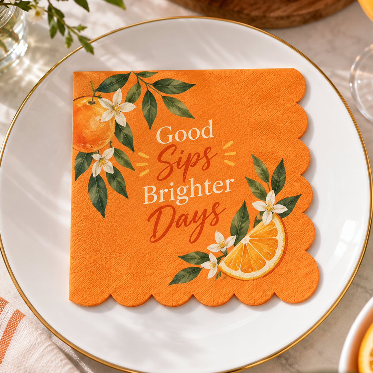 Custom Scallop Beverage Napkins