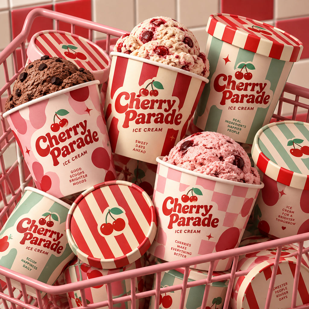 Custom Ice Cream Paper Cups with Paper Lids
