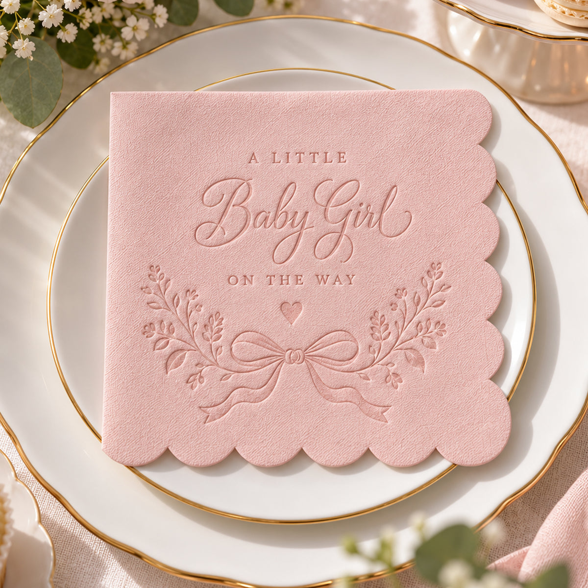 Custom Scallop Beverage Napkins
