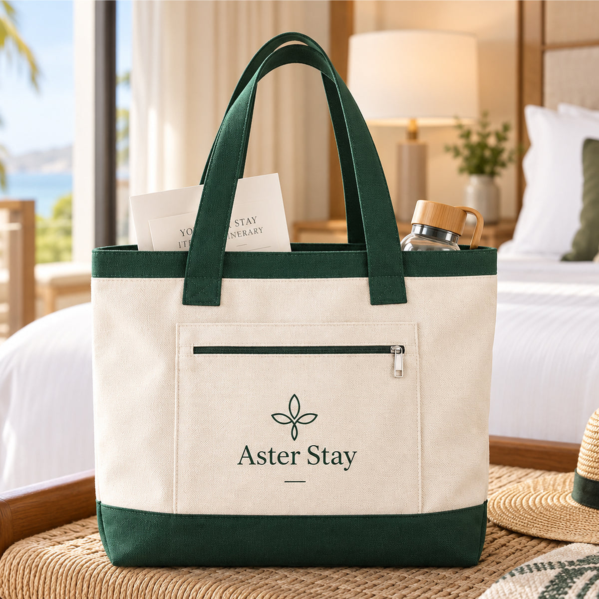 Custom Cotton Zipper Tote Bag