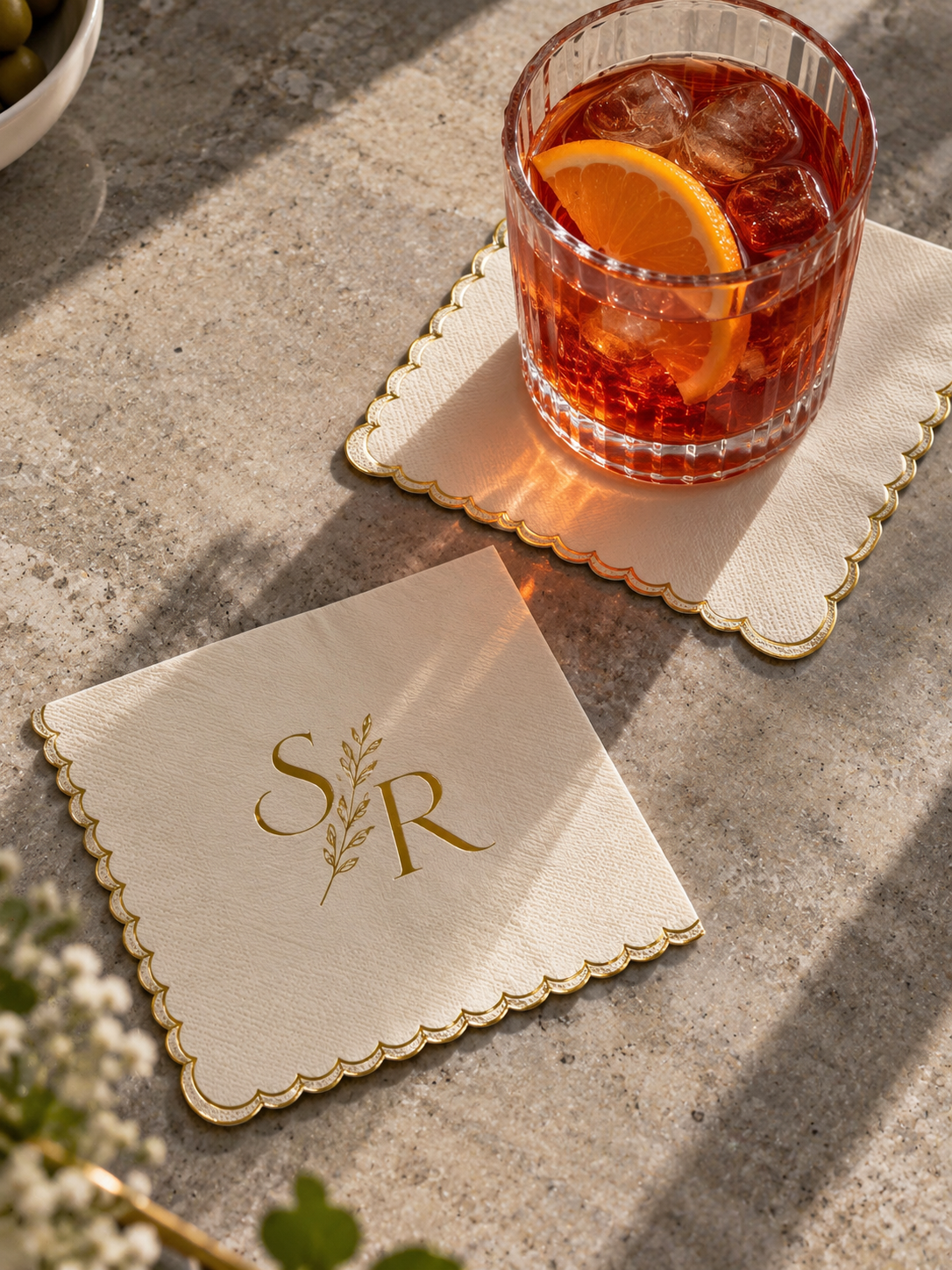 Custom Scallop Foil Stamped Napkins