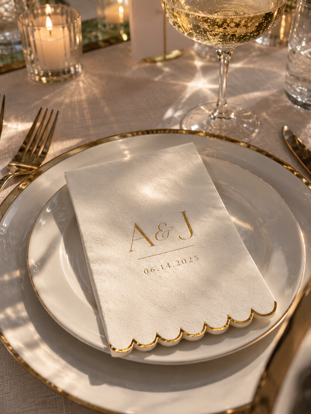Custom Scallop Foil Stamped Napkins