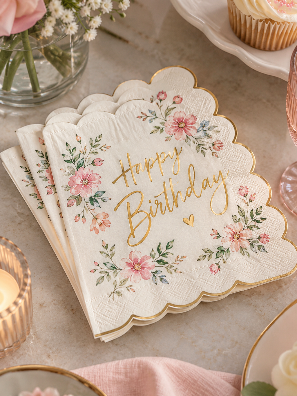 Custom Scallop Foil Stamped Napkins