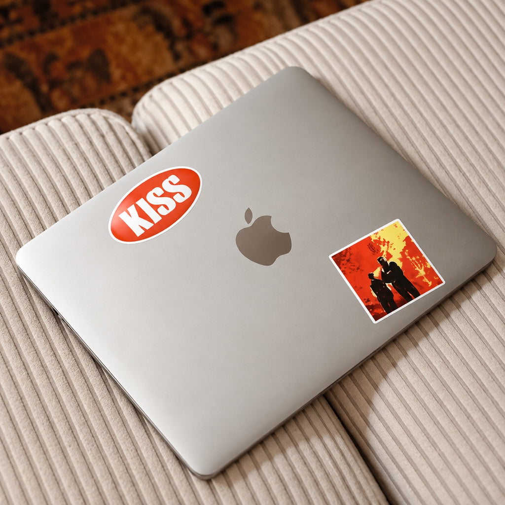 Custom coated art paper sticker detail with clean edges and glossy printed finish