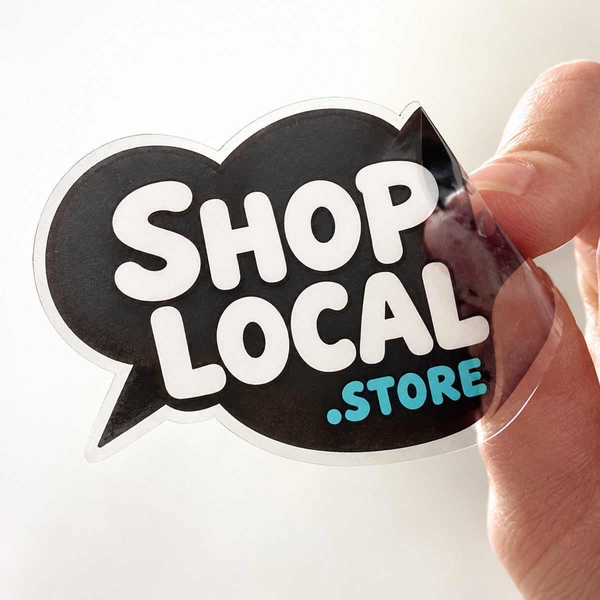 Custom front adhesive sticker sample with reverse-printed design for glass display