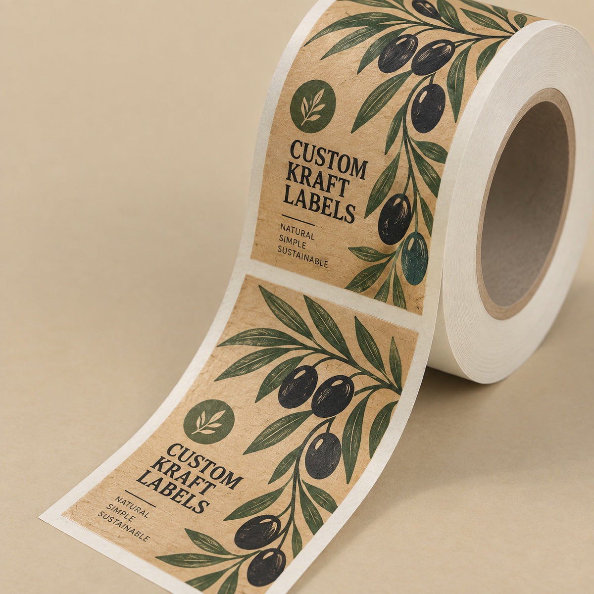 Custom kraft paper stickers with natural brown paper texture for eco-friendly packaging