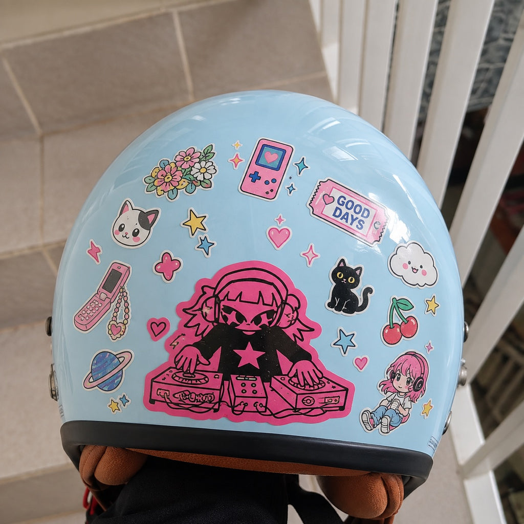 Custom motorcycle helmet decals with clean edges for personalized riding gear