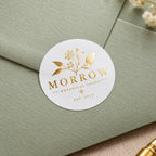 Custom one color foil sticker detail with glossy reflective finish and clean edges
