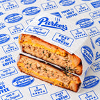 Custom printed food wrapping paper sample with branded wrap for grilled sandwiches and takeout service