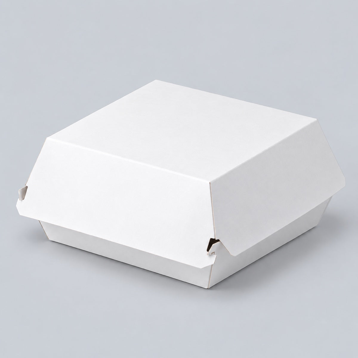 Custom printed hamburger box sample showing folded food packaging and logo print detail