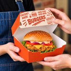 Custom hamburger boxes with full color printed paperboard for restaurant packaging