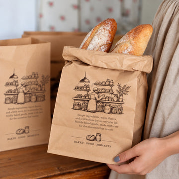 Custom printed kraft paper food bag sample showing logo print and folded paper construction