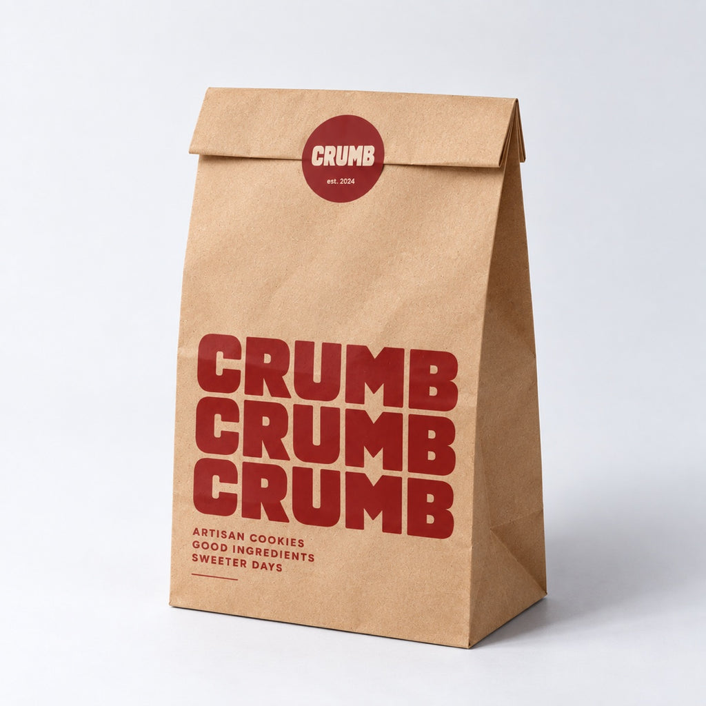 Custom printed kraft paper food bag detail with natural texture and clean printed logo