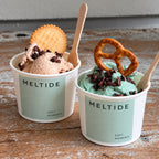 Custom printed paper dessert cup sample for soft gelato and frozen dessert shop branding