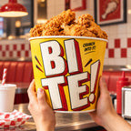 Custom printed paper food bucket detail with clean rim and branded food packaging