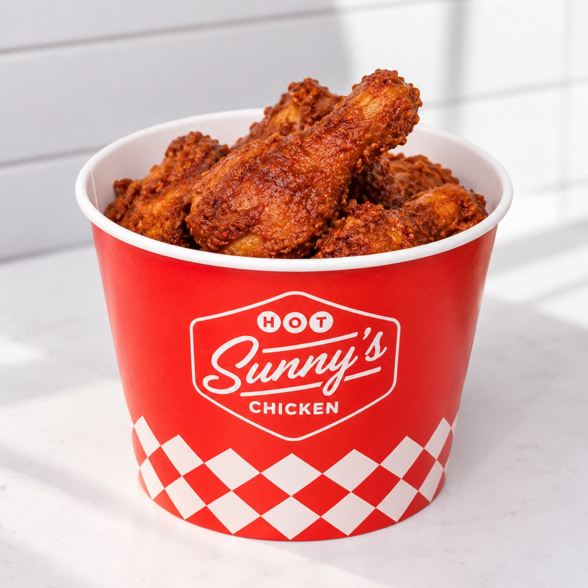 Custom printed paper food bucket sample for hot chicken, sides, and restaurant takeaway packaging