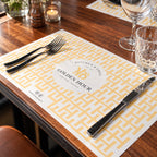 Custom printed paper placemat for restaurant table setting with warm branded disposable dining mat design
