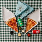 Custom printed pizza slice boxes with branded paperboard packaging for single-slice takeaway