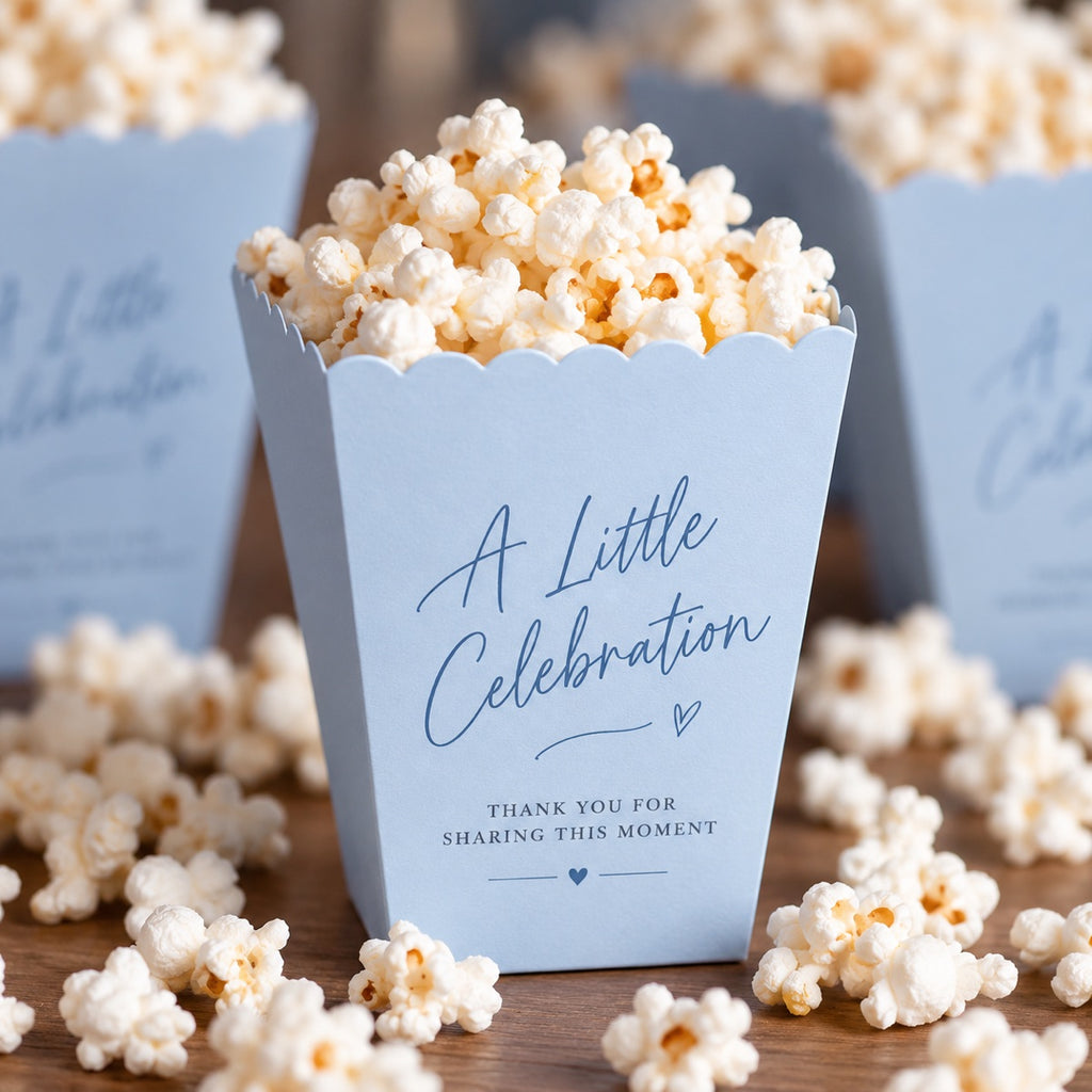 Custom printed popcorn boxes with branded paperboard packaging for snacks and events