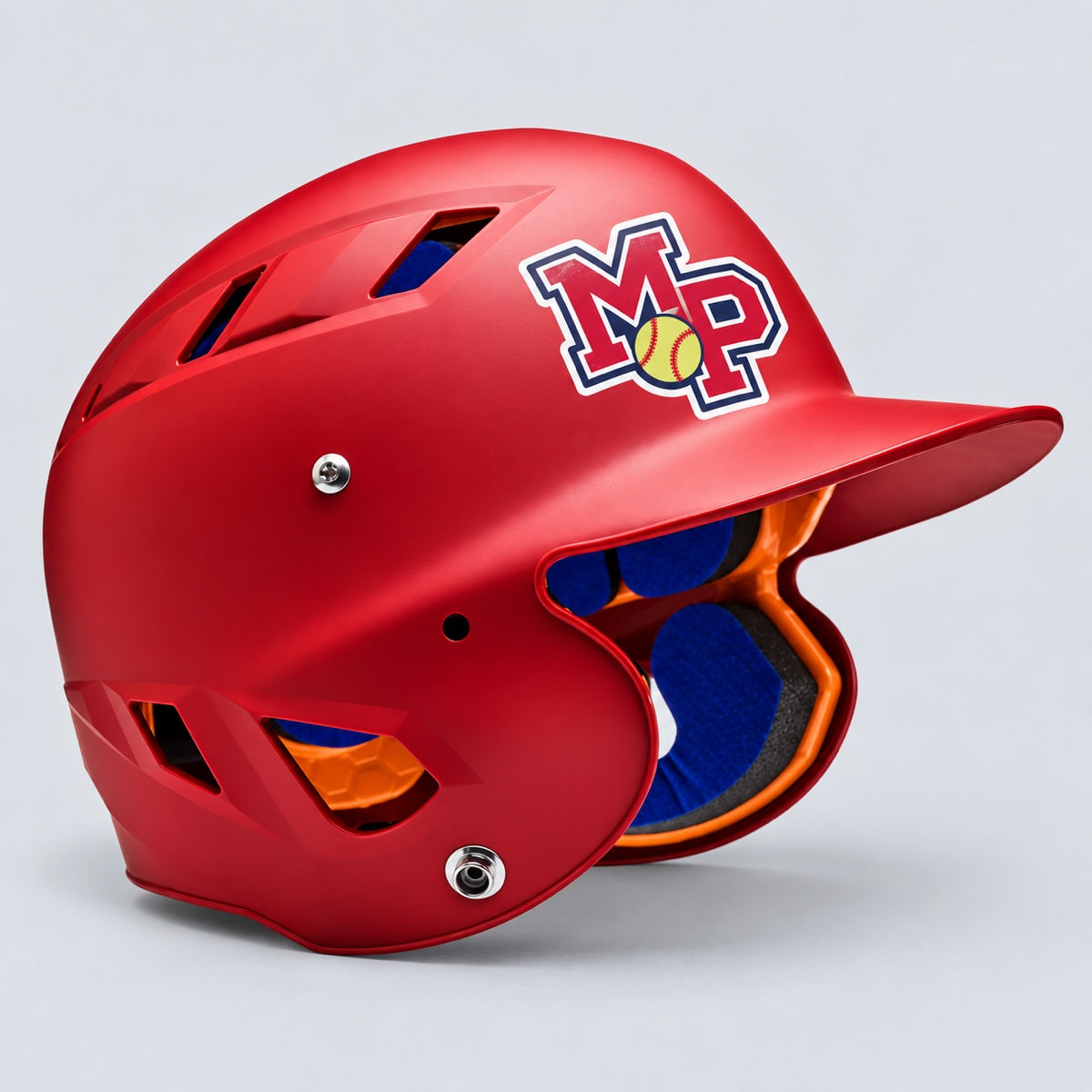 Custom softball helmet stickers with durable curved-surface vinyl for team helmet decals