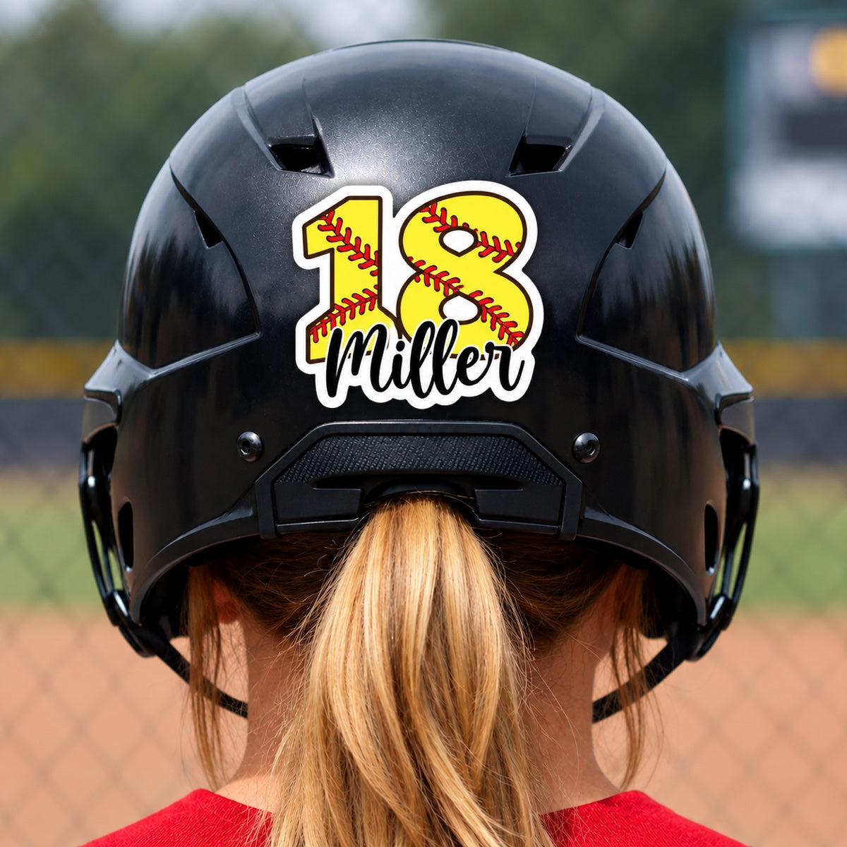 Custom softball helmet decals with clean edges for personalized team gear