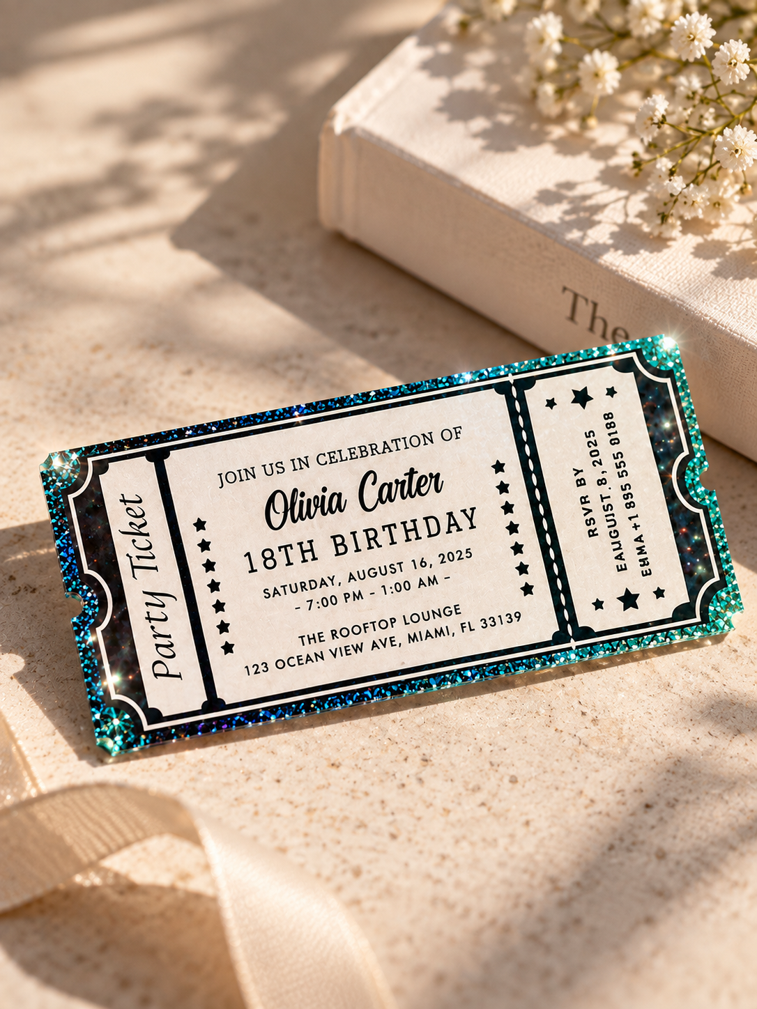 Custom Acrylic Glitter Quicksand Tickets
