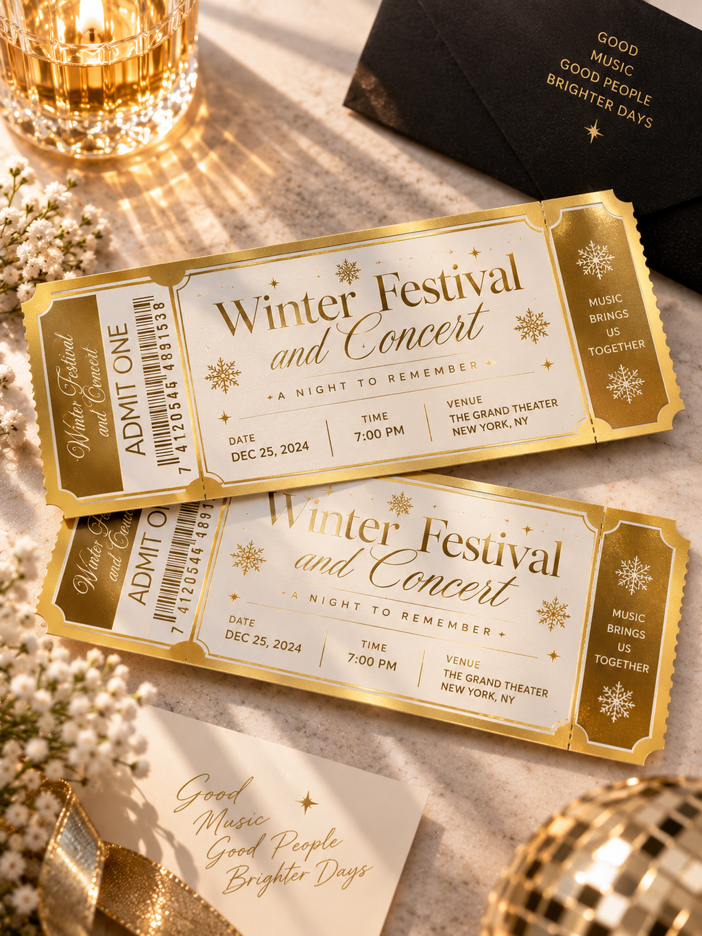 Custom Gold Foil Event Tickets