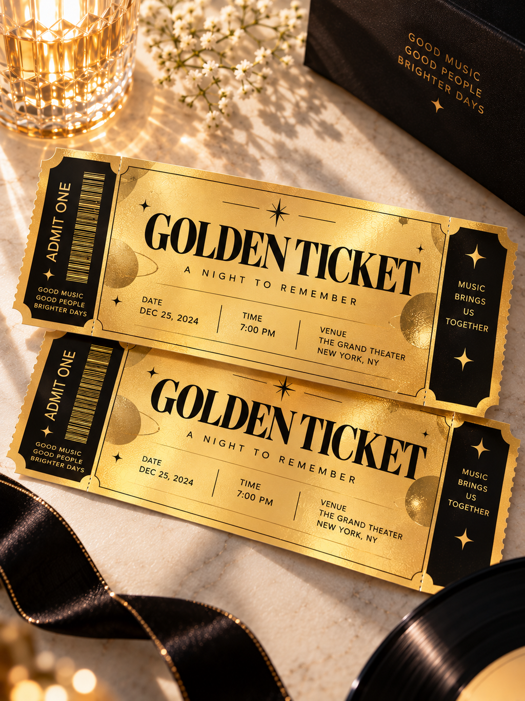 Custom Gold Foil Event Tickets